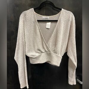 Urban Outfitters Cream Textured Crop Top